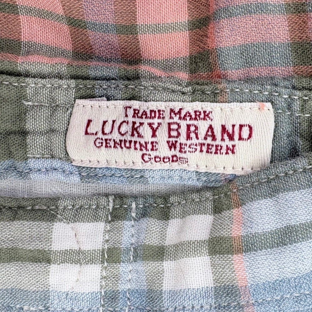 Lucky Brand Plaid Pearl Snap Western Shirt Women's L Lined Cotton Blend Warm - Picture 5 of 10